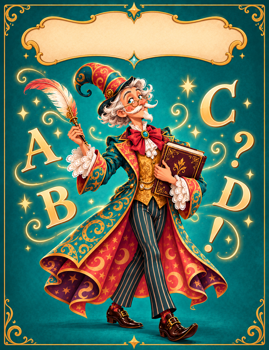 Concept art for a Quill & Spell game box
