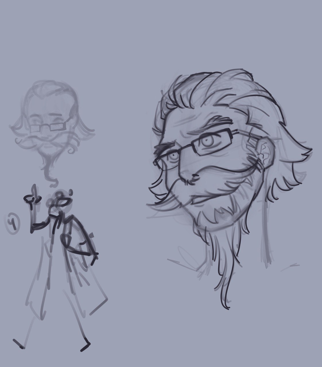 Face and beard refinement drawing by Nurkaydar Tomiris.