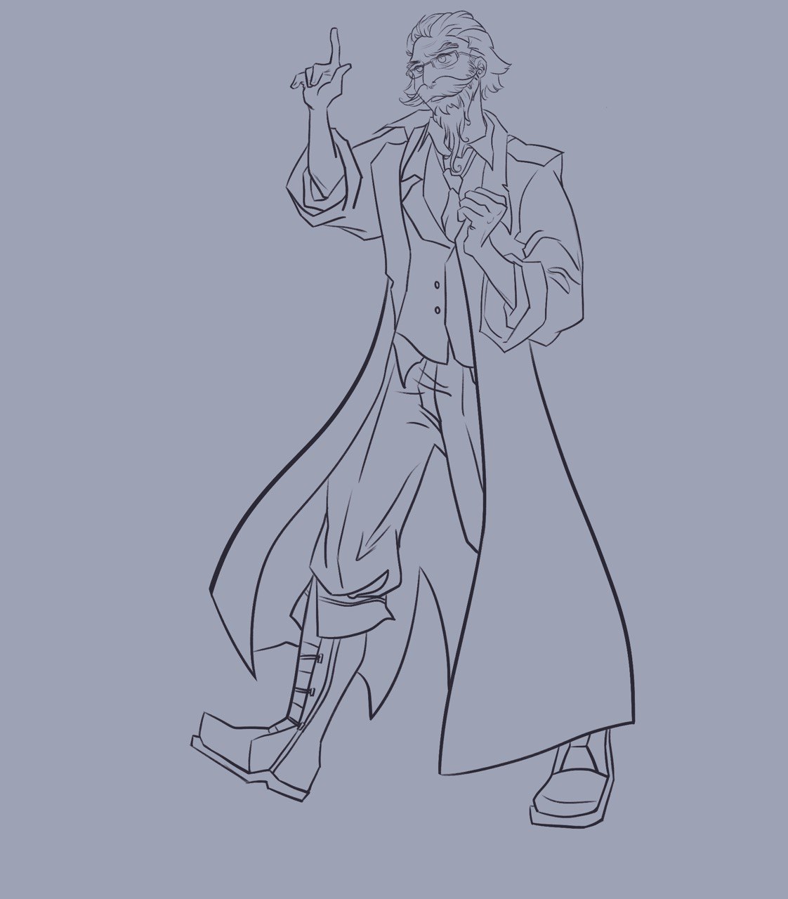 Clean line art for Professor Hemming Ernway by Nurkaydar Tomiris.