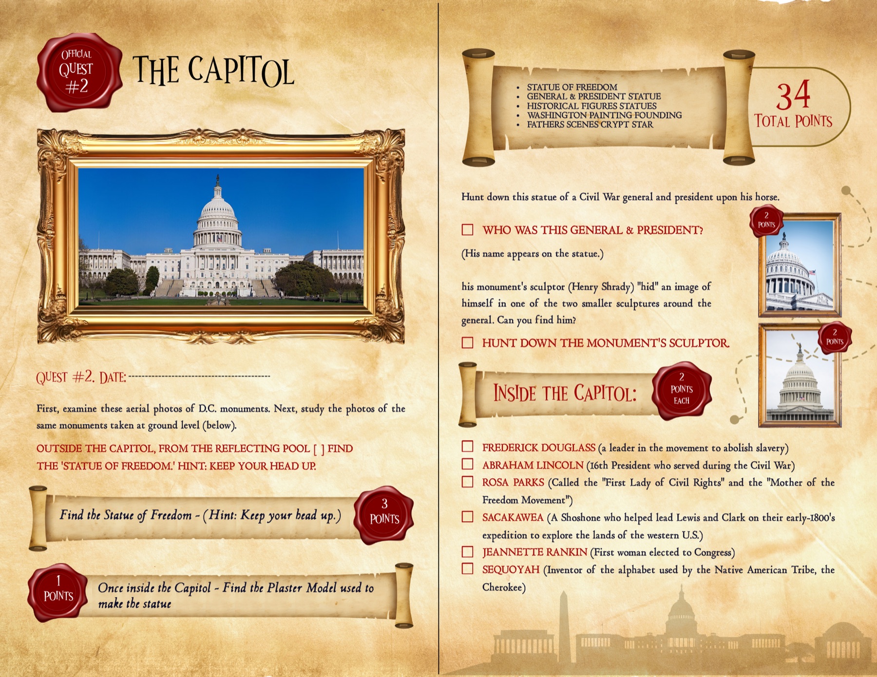 Early Quill and Quest Capitol quest spread developed under Hadia Akbar's art direction.