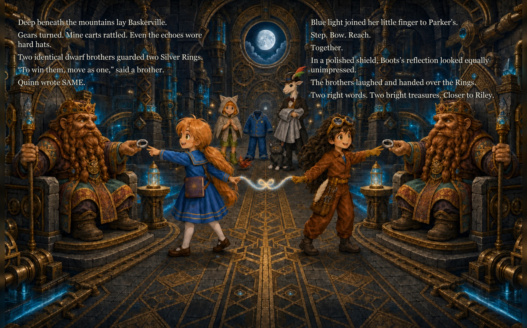 Parker and Quinn mirroring each other in the split dwarf tunnels of Baskerville